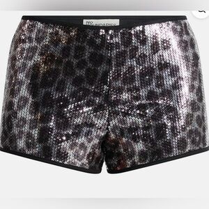 NB Women/Girls Black Brown and Silver Sequins Animal Pattern Shorts NWT